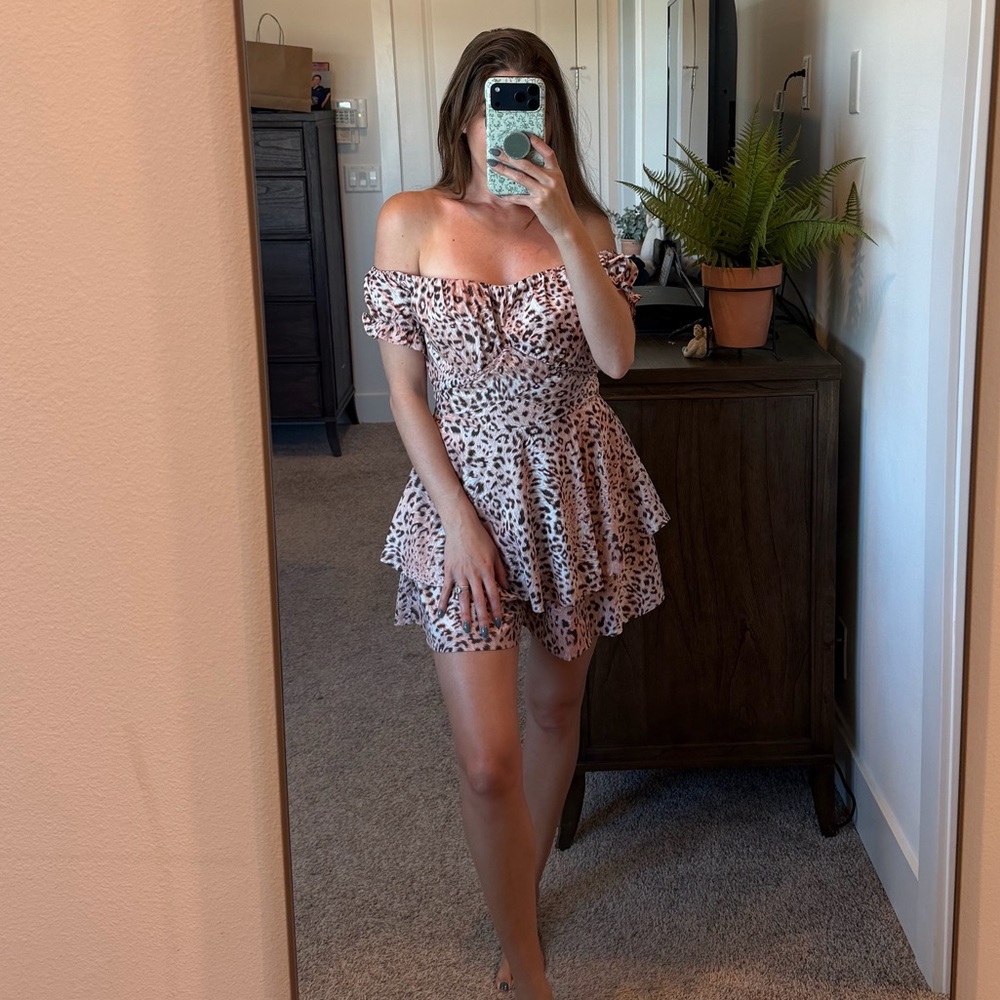Cheetah Off The Shoulder Romper